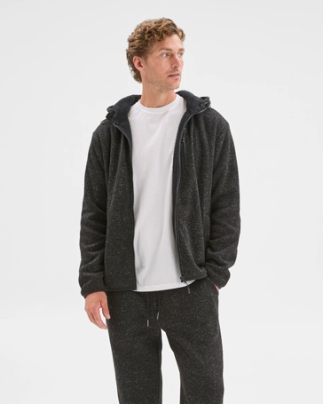 Teddy Lined Zip Through Fleece Hoodie