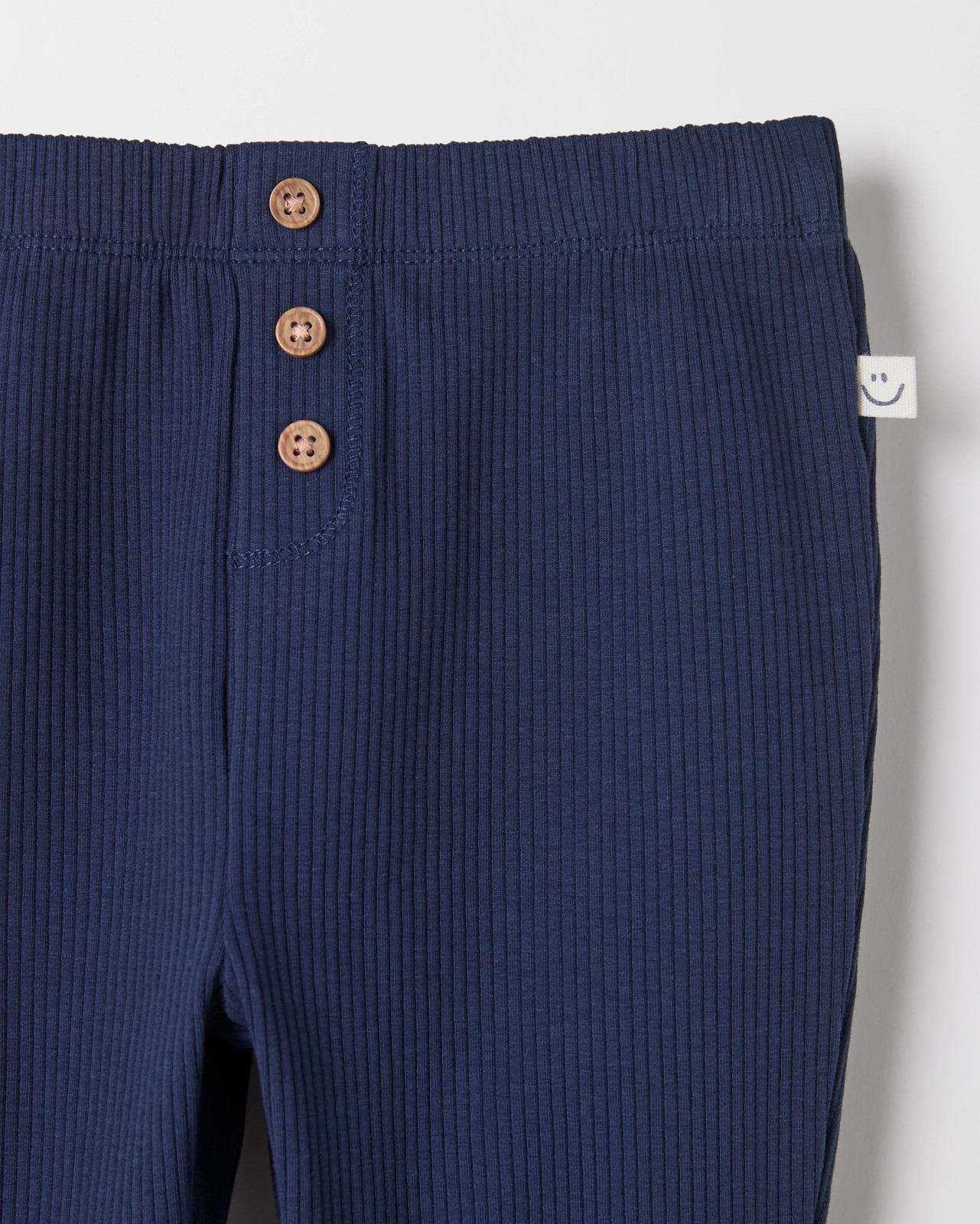 Baby Organic Cotton Buttoned Rib Leggings - Black Iris (Navy) 2 of 2