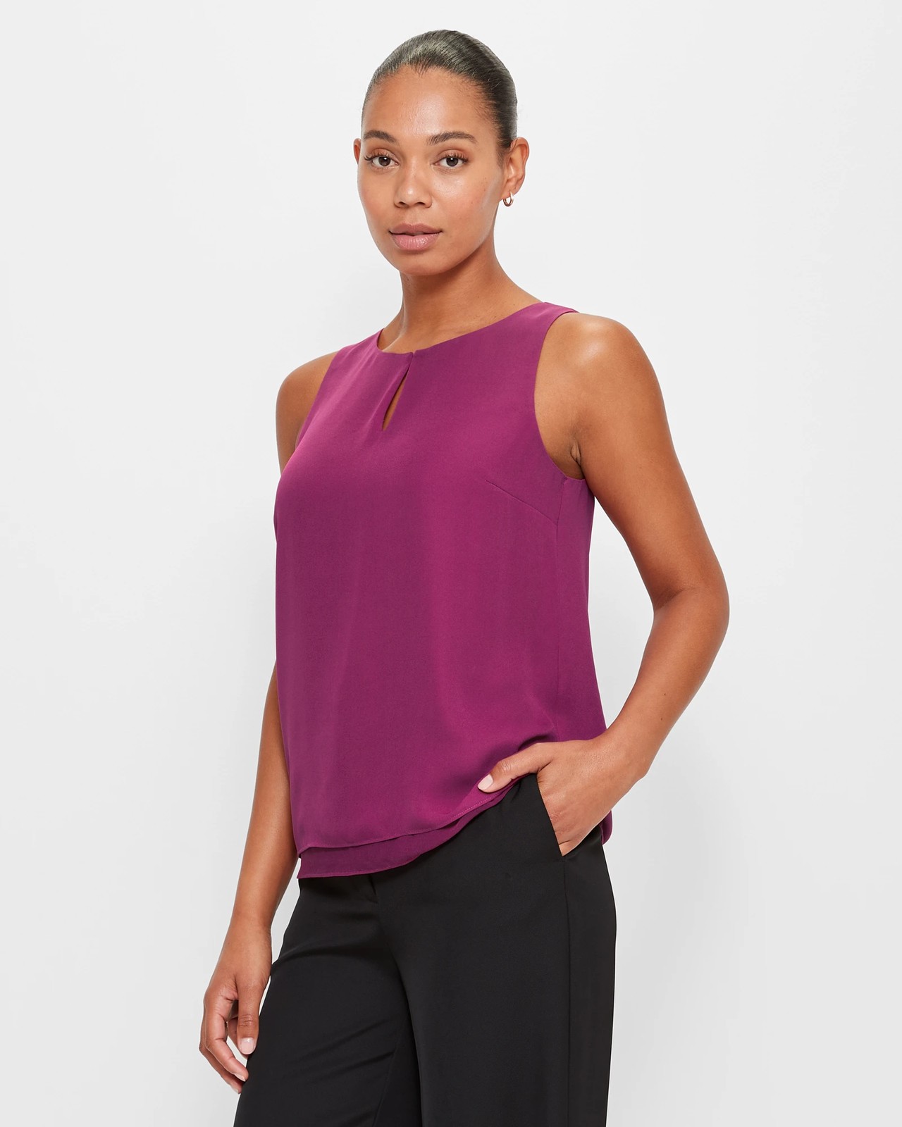 Sleeveless Drape Tank Top - Preview 3 of 5