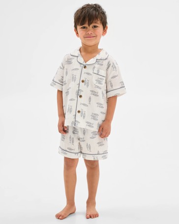 Australian Cotton Younger Boys Double Cloth Woven Pyjama Set