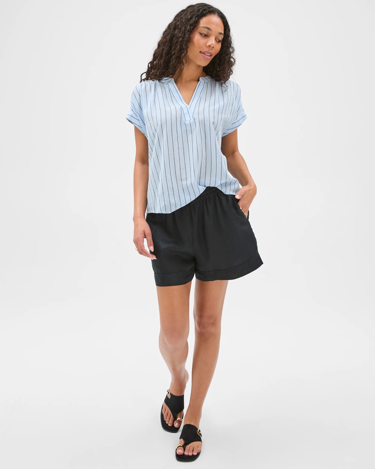 Cotton Collared Popover Blouse - Multi Stripe 2 of 6