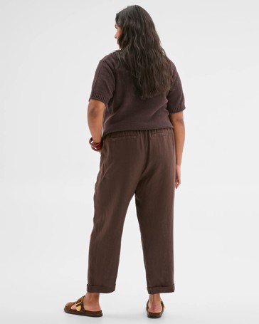 Plus Size European Linen Tapered Pants
