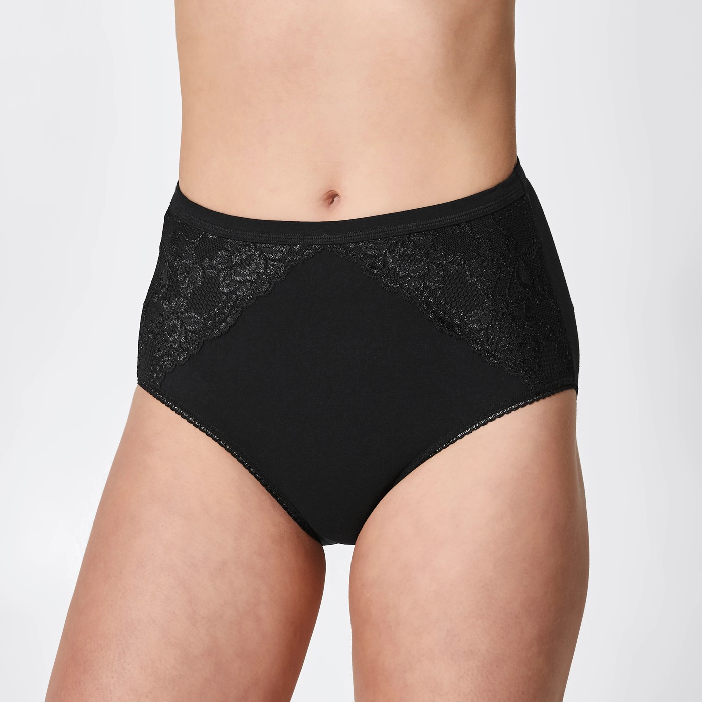 Cotton and Lace Full Briefs - Black 3 of 3