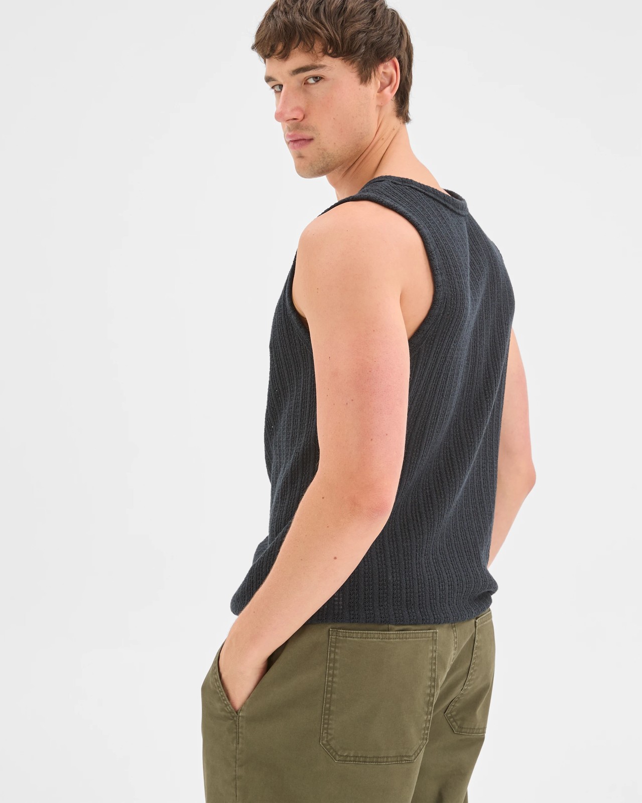 Commons Australian Cotton Blend Textured Tank Top - Black 5 of 6