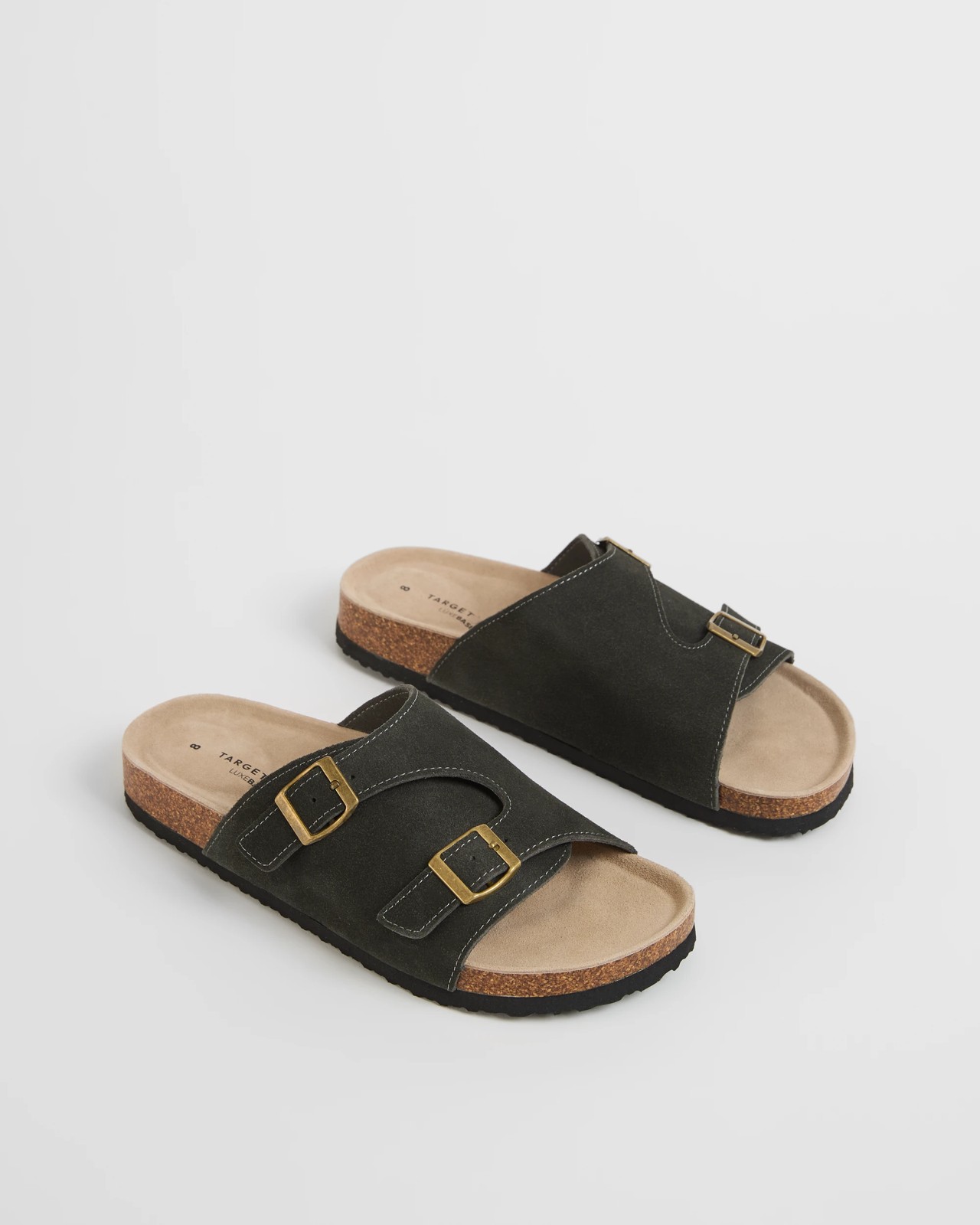 Broad Suede Leather Moulded Cork Slides - Grey Suede 2 of 3