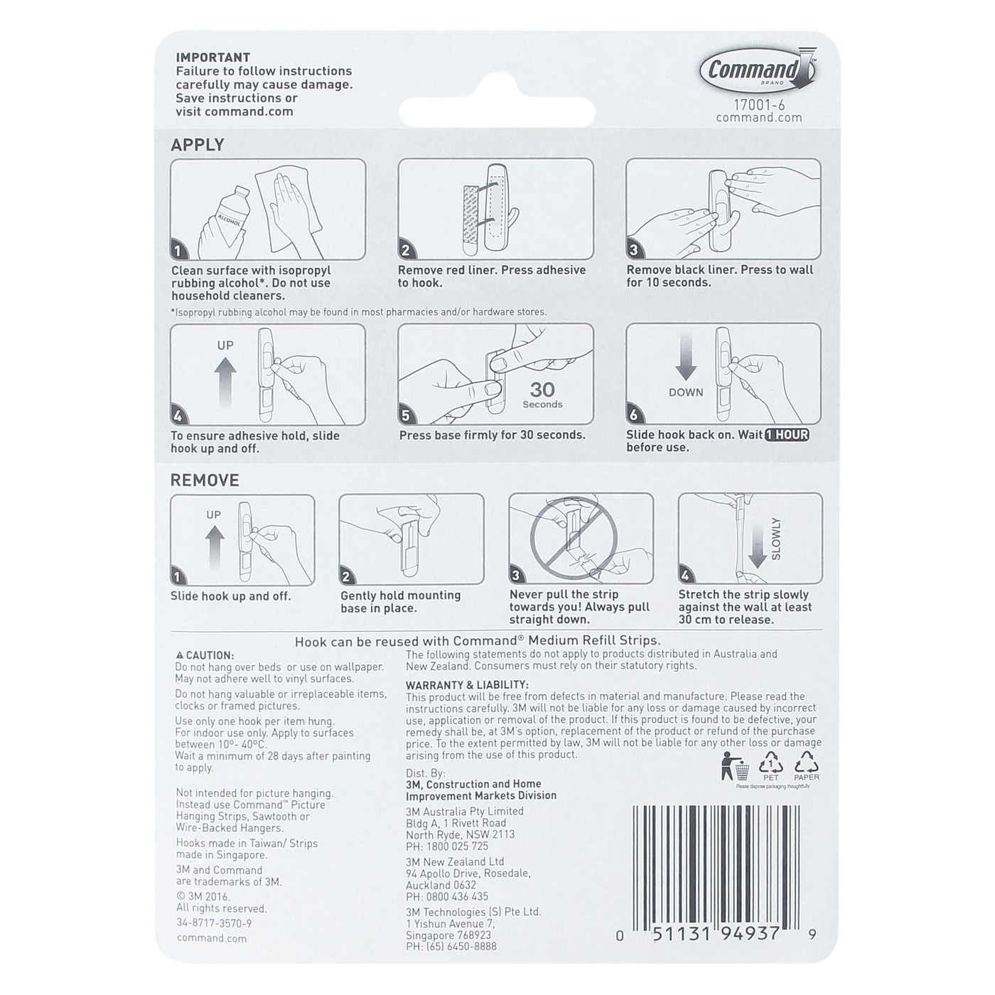 6 Pack 3M Command Mounting Hooks - Medium 2 of 3