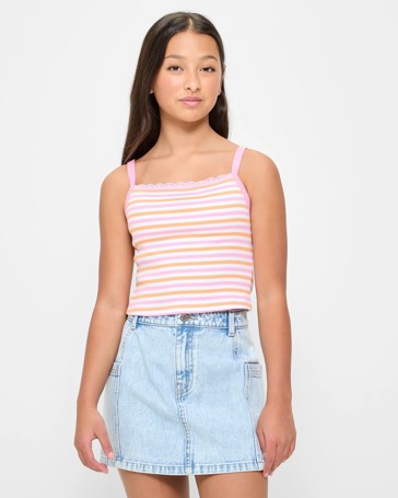 Rib Lace Trim Singlet