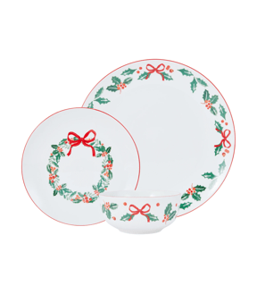 12 Piece Traditional Holly Dinner Set - Anko