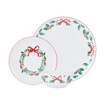 12 Piece Traditional Holly Dinner Set - Anko