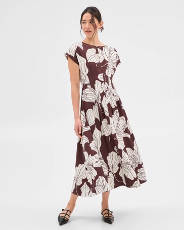 Sleeveless Pintuck Waist Midi Dress