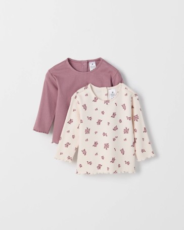 Baby Organic Cotton 2 Pack Long Sleeve Waffle & Rib T-Shirt