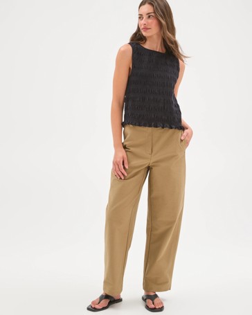 Petites Australian Cotton Shirred Tank Top