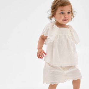 Organic Cotton Baby Embroidered Woven Top and Short 2 Piece Set product image