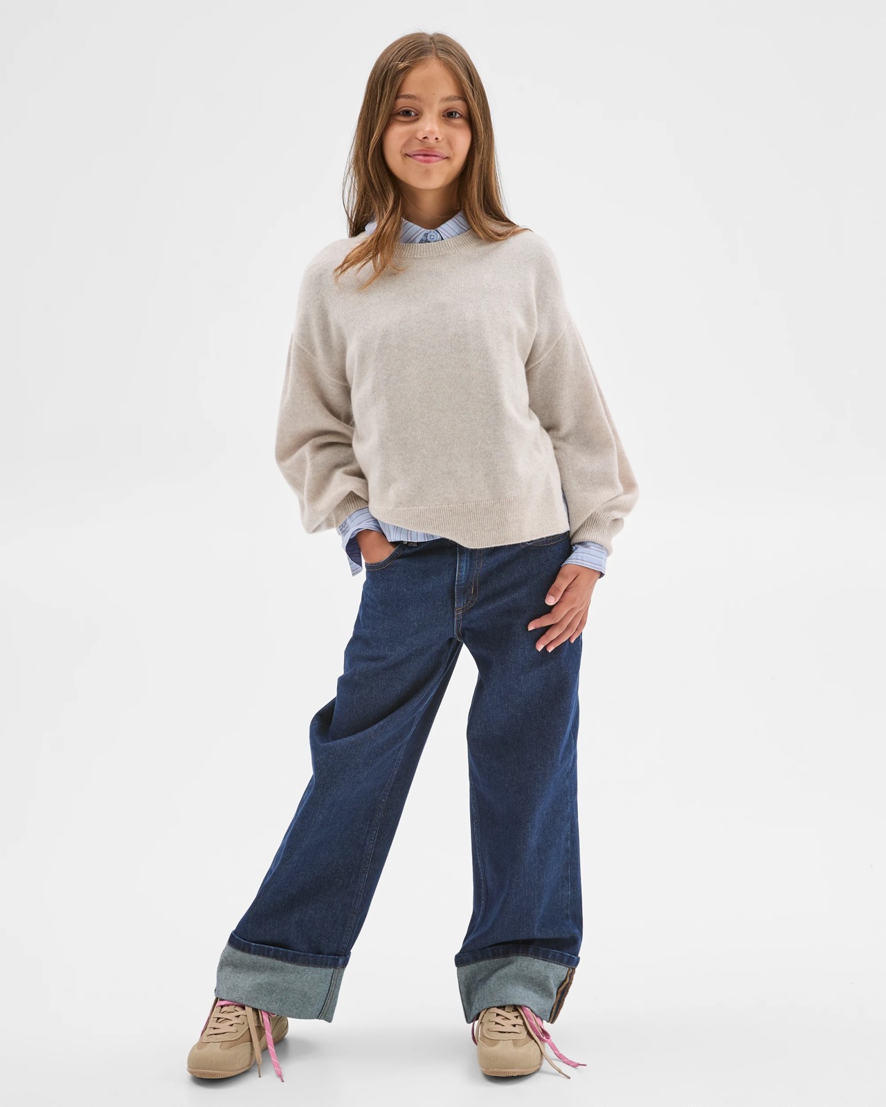 Cashmere Long Sleeve Knit Sweater - Oatmeal marle 2 of 6