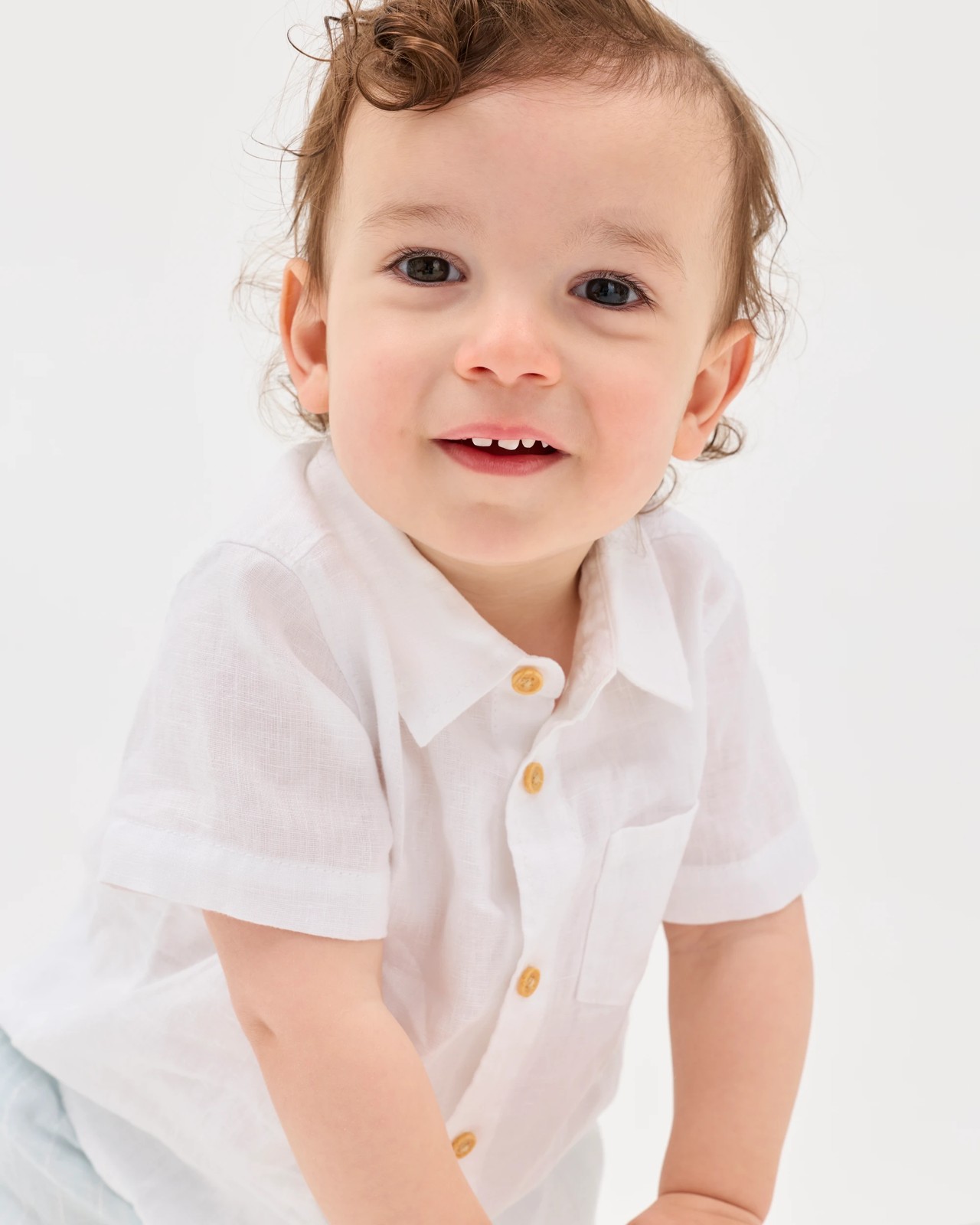 Baby European Linen Short Sleeve Shirt 2 of 5