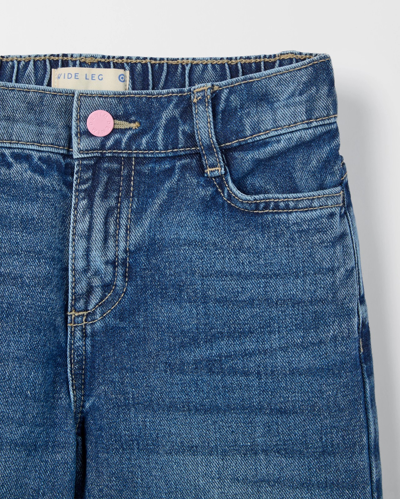 Denim Folded Up Hem Wide Leg Jeans 2 of 6