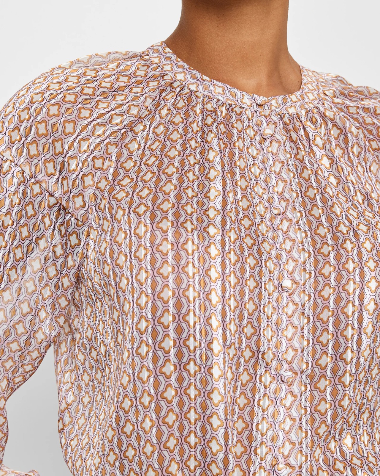 Long Sleeve Gathered Blouse - Preview 5 of 5