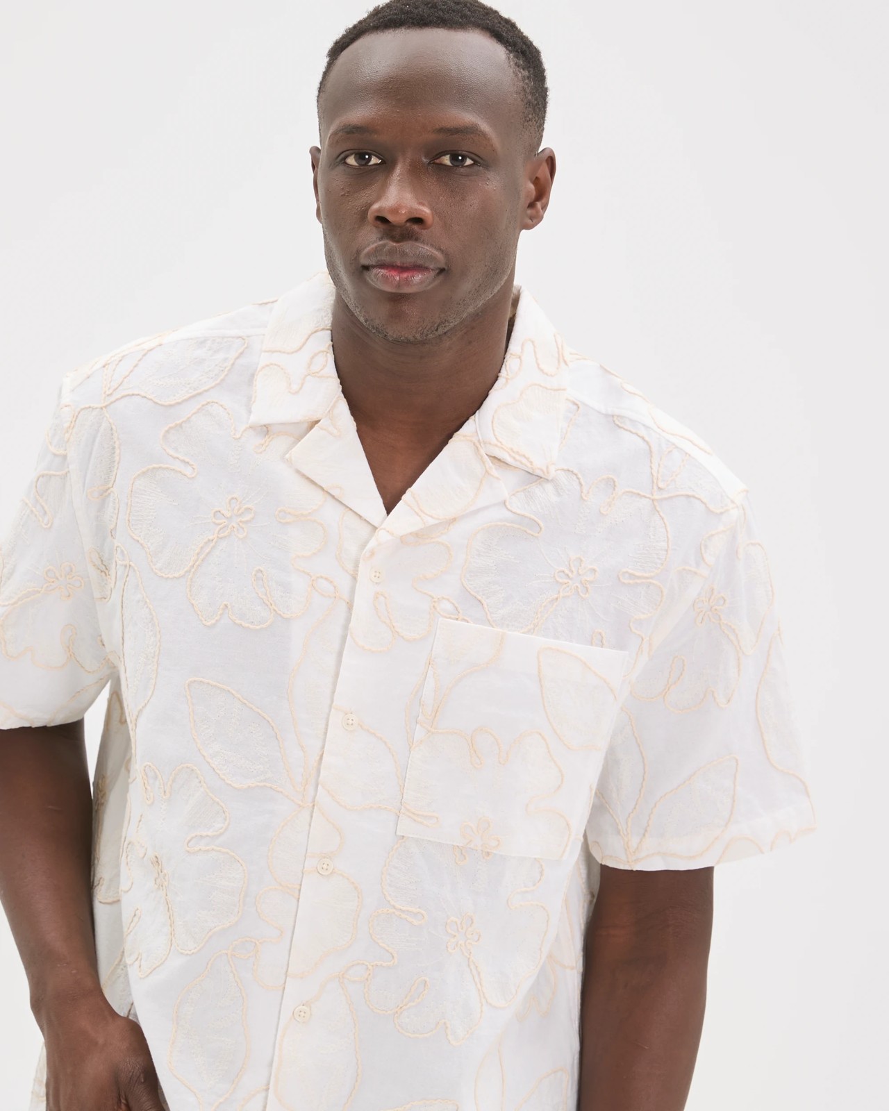 Commons Australian Cotton Boxy Fit Embroidered Shirt - White Cloud 3 of 6