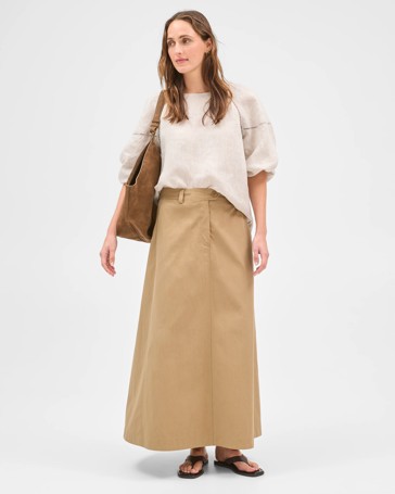 European Linen 3/4 Sleeve Trim Detail Top