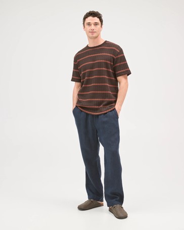 Australian Cotton Blend Pointelle Stripe T-Shirt