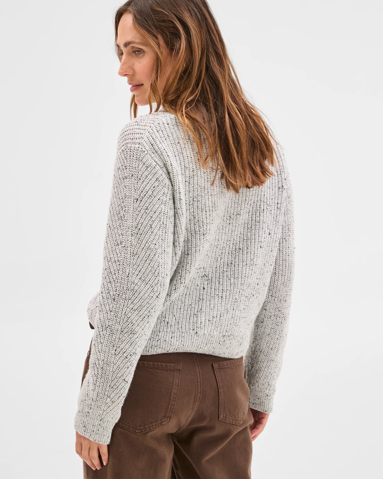 Australian Cotton Blend V-Neck Knit Cardigan - Light Grey 5 of 5