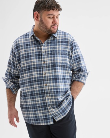 Plus Size Australian Cotton Long Sleeve Flannelette Shirt