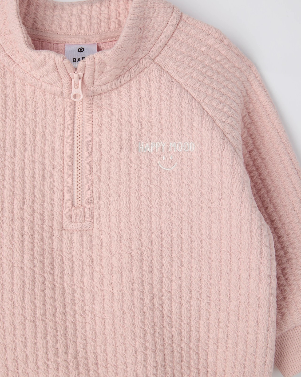 Baby Organic Cotton Quilted Quarter Zip Pullover Jumper - Lotus 5 of 5