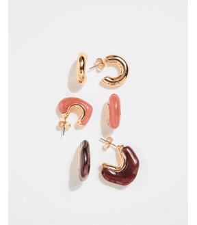 3 Pack Chunky Resin Hoop Earrings