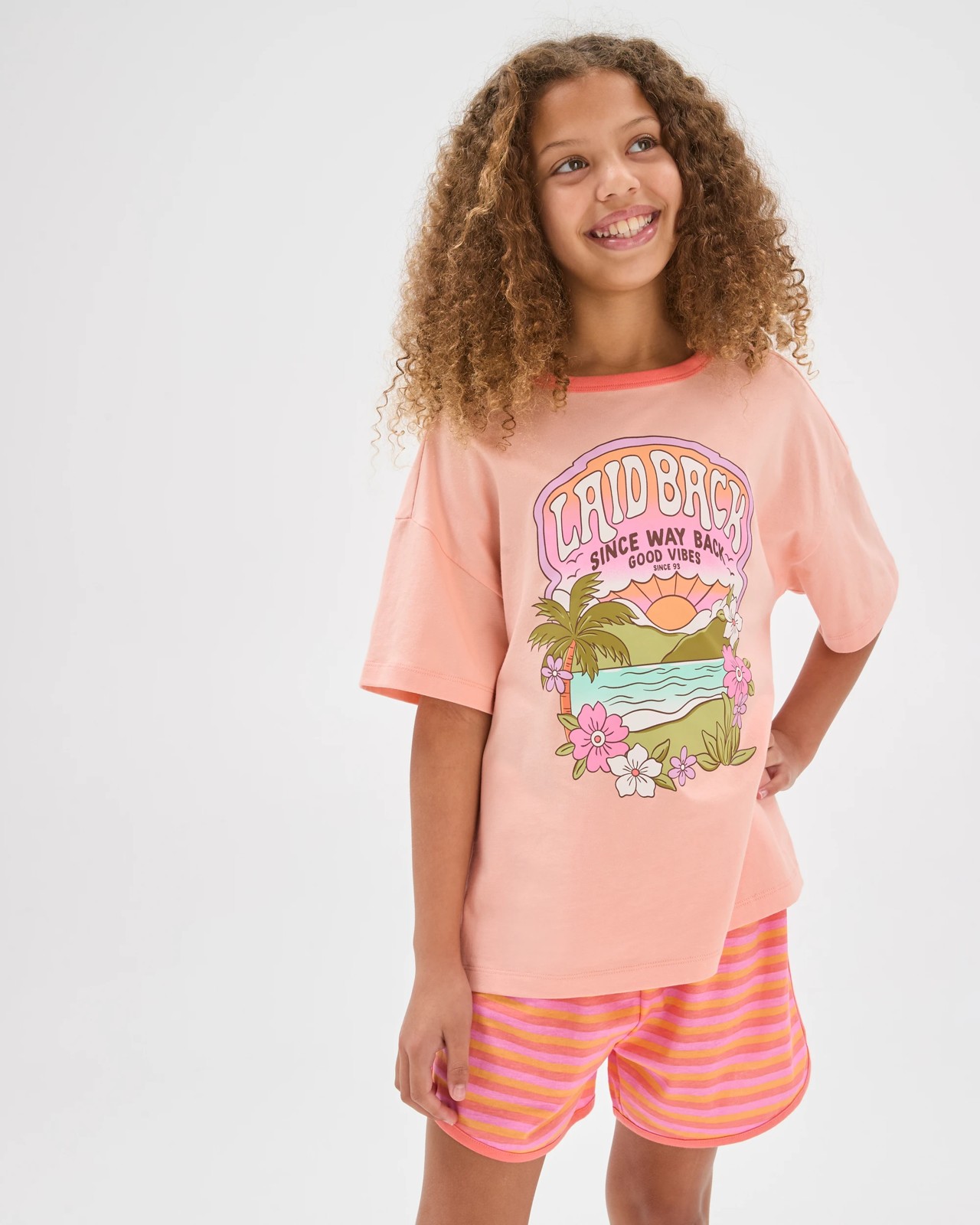 Australian Cotton Older Girls Jersey Pyjama Set - Multi Beach 3 of 6
