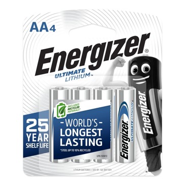 4 Pack Energizer Ultimate AA Lithium Batteries