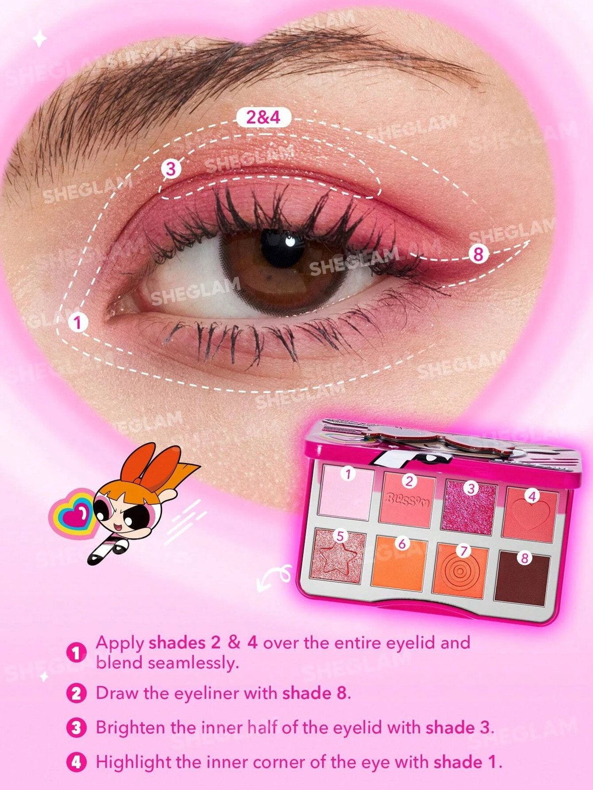 The Powerpuff Girls x SHEGLAM The Professor's Girls Eyeshadow Palette - The Leader 4 of 5