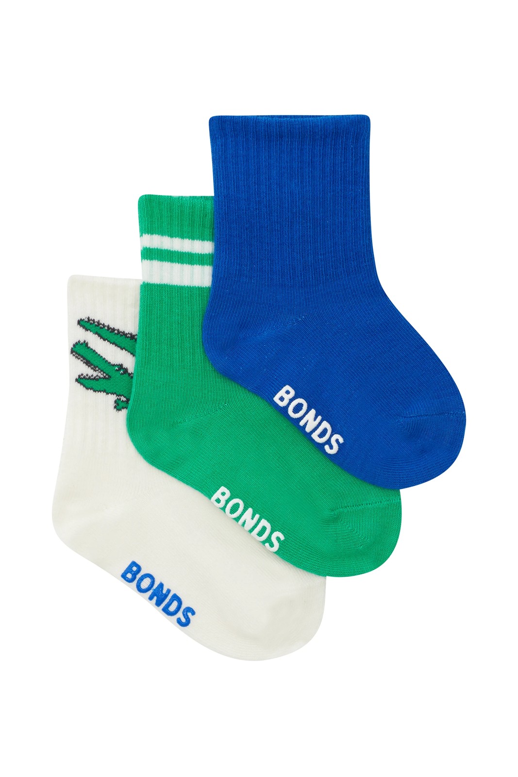 Bonds Baby 3 Pack Pattern Rib Crew Socks 2 of 3