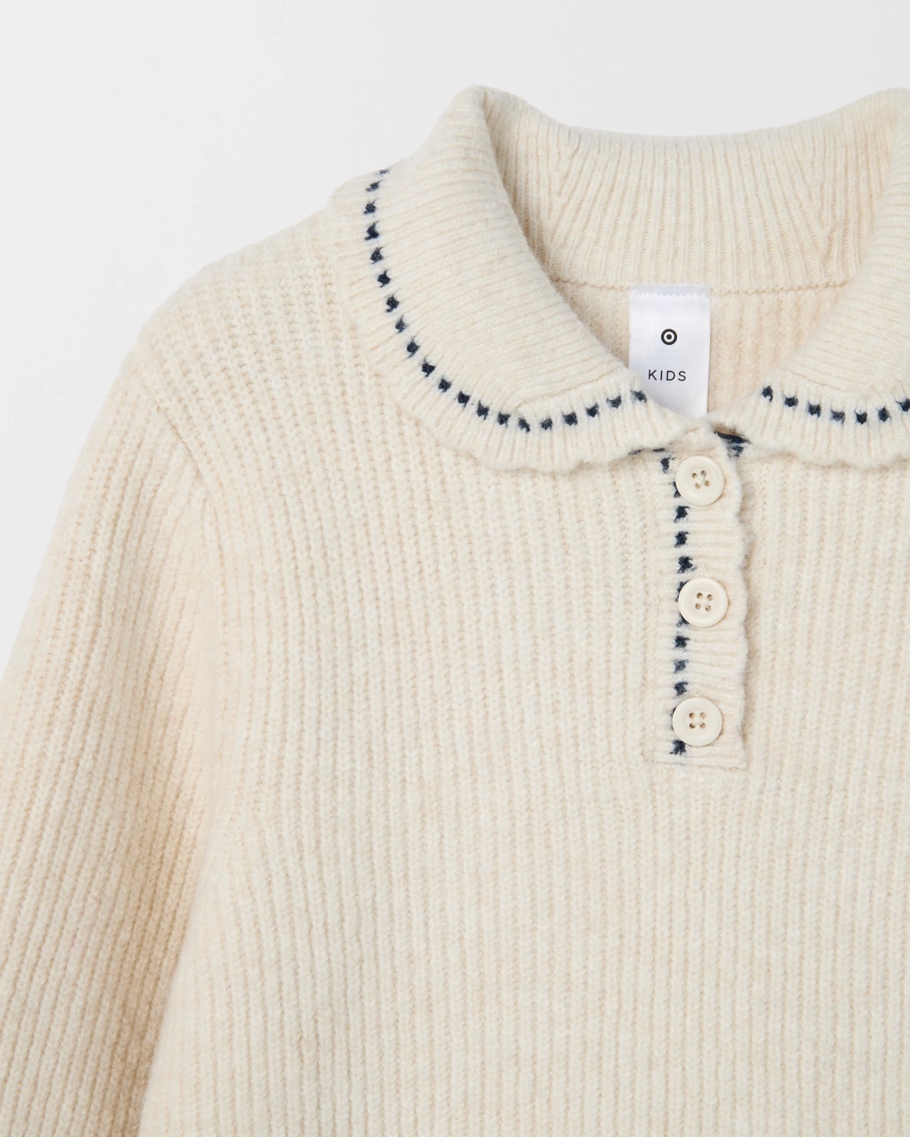 Long Sleeve Collared Knit Jumper - Cream 2 of 2