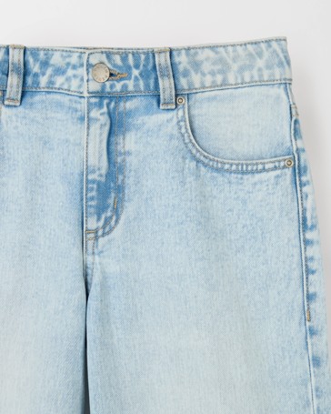 Wide Leg Cuffed Denim Jeans
