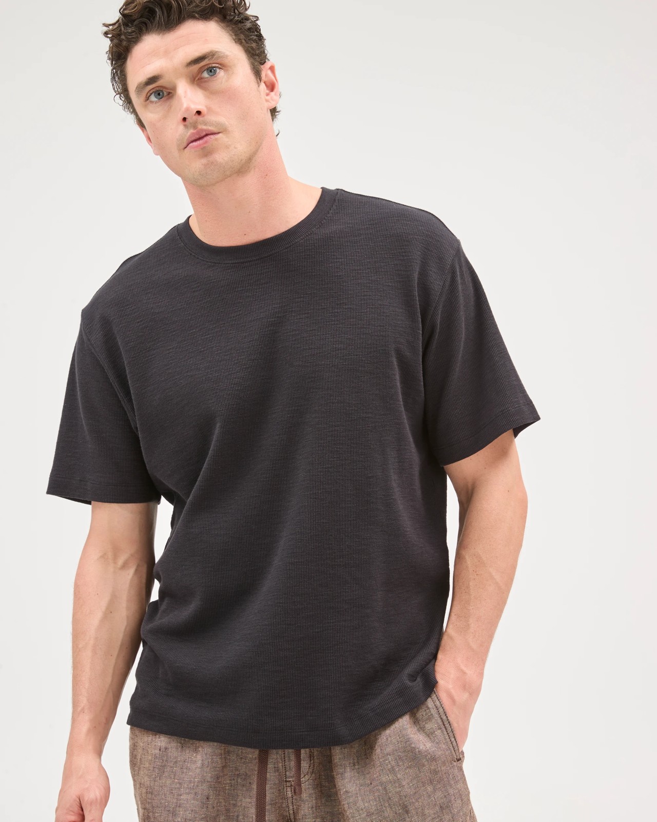 Australian Cotton Fashion Textured T-Shirt - Black 5 of 6
