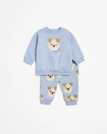 Baby Organic Cotton Print Jumper & Trackpant 2 Piece Set