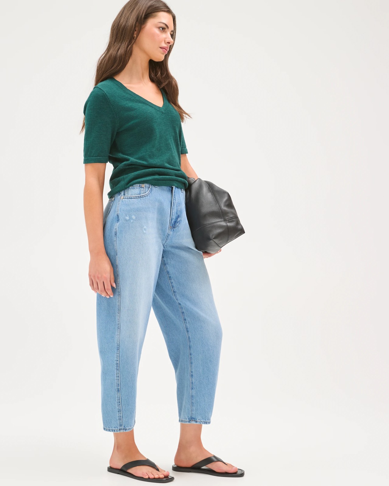 Petites Harper Barrel Leg Denim Jeans 2 of 5