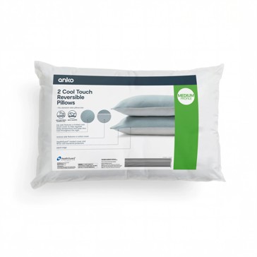 Anko 2 Pack Cool Touch Reversible Pillows - Medium Profile - White