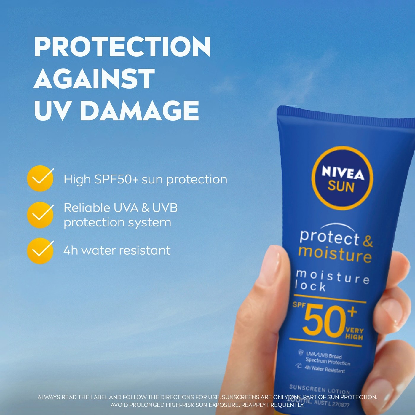 Nivea Sun Protect & Moisture SPF50+ Sunscreen Lotion 100ml - Panthenol and Vitamin E 3 of 6