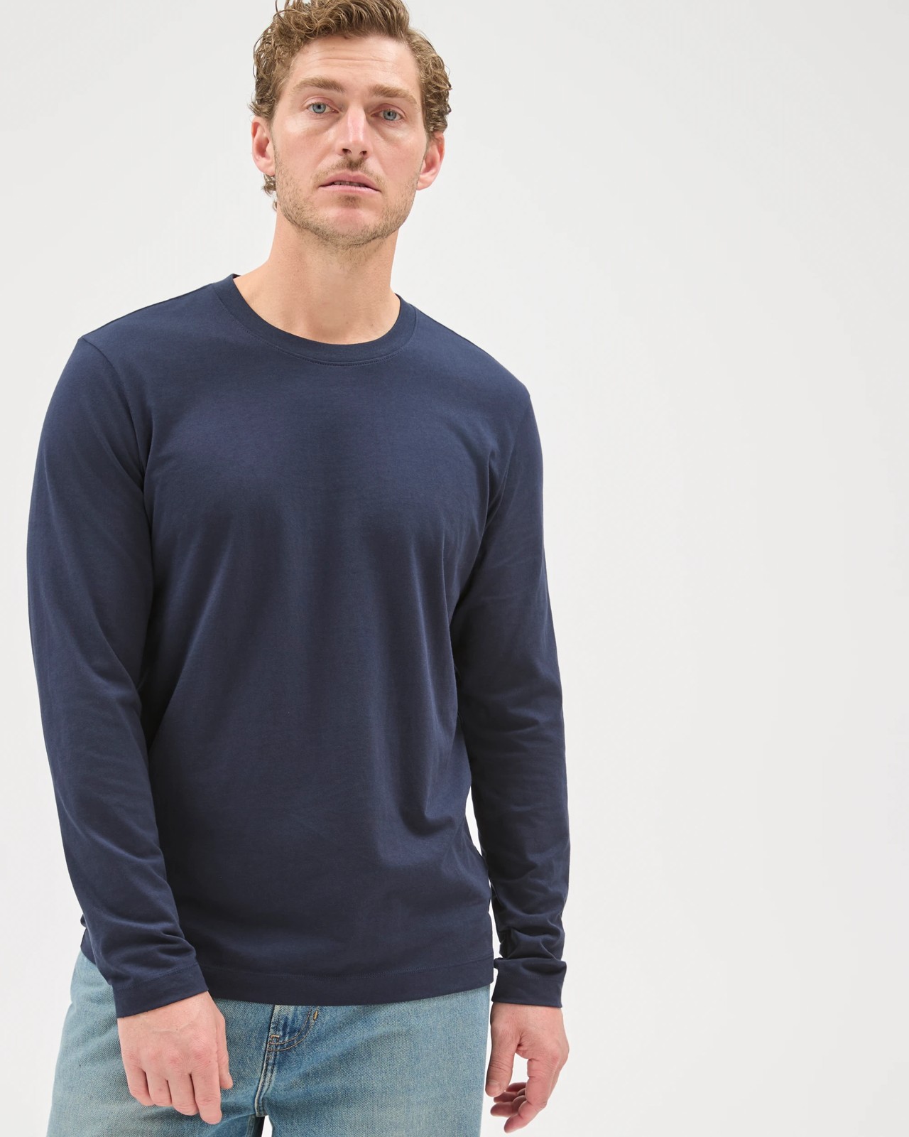 Australian Cotton Long Sleeve T-Shirt - Navy Blue 3 of 5