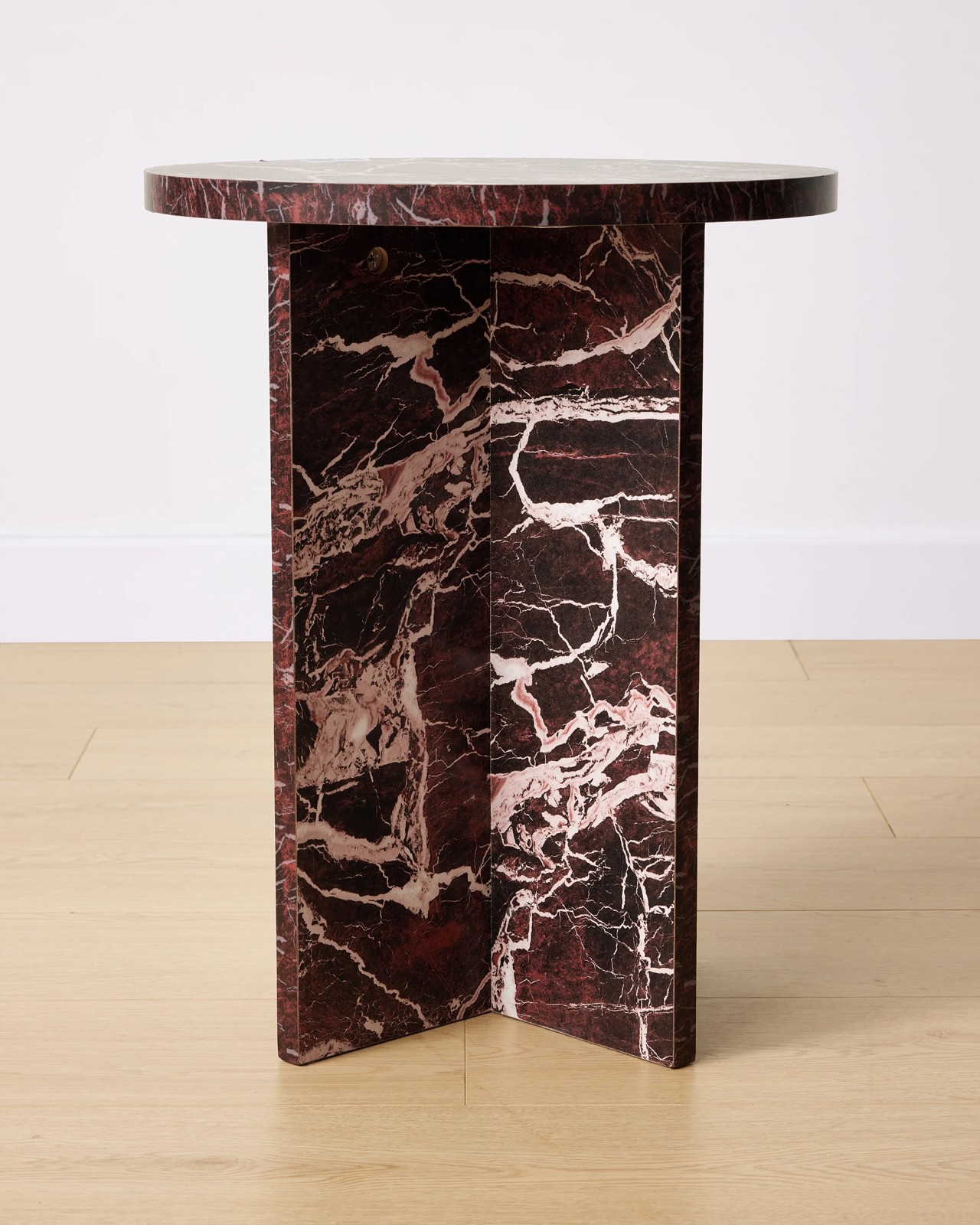Anko Round Marble Look Side Table - Red 2 of 5