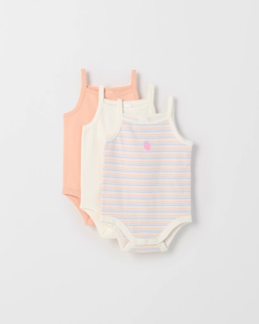 Baby 3 Pack Strappy Rib Sleeveless Bodysuits