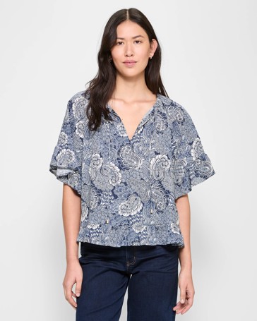 Frill Sleeve Peasant Top