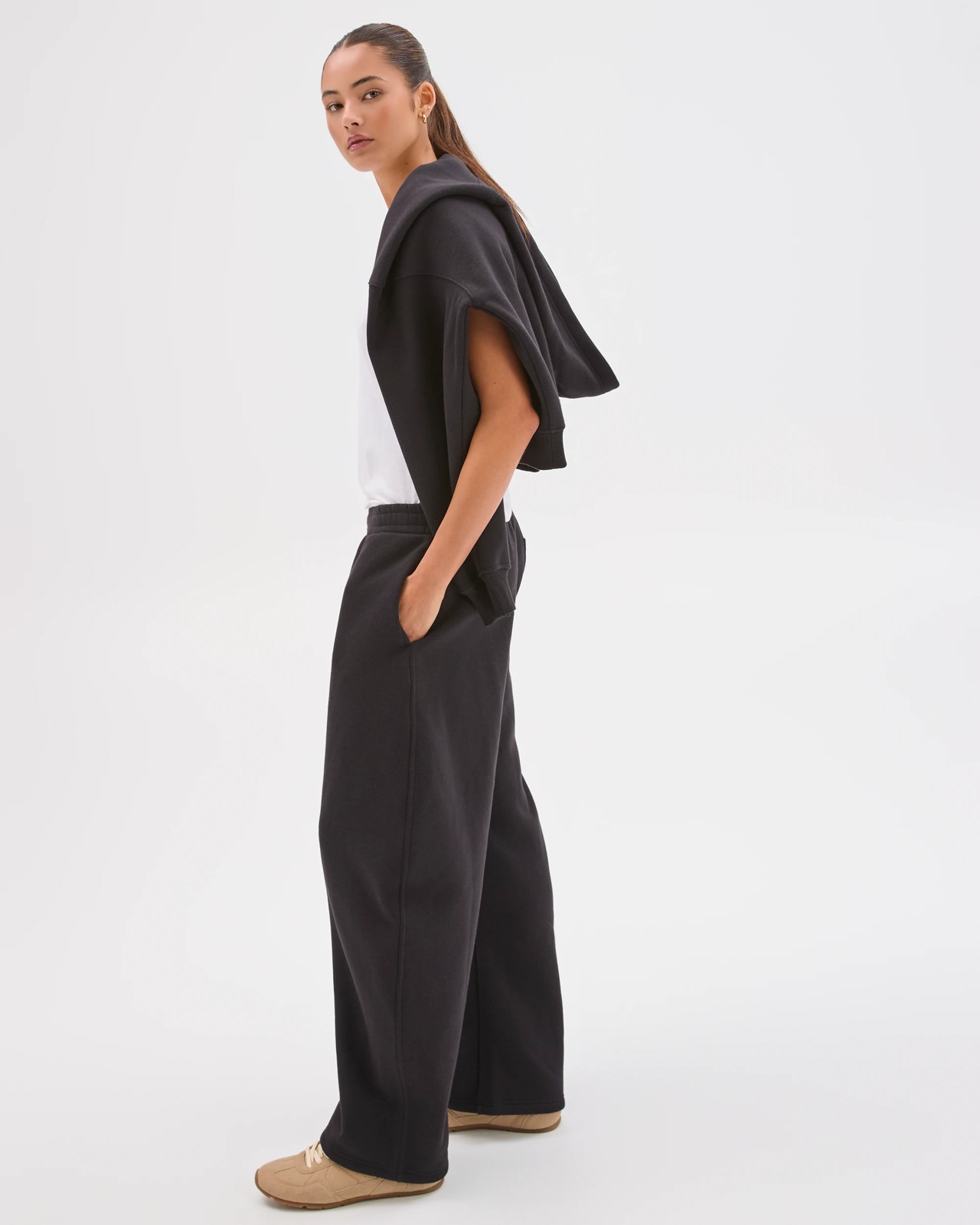 Lily Loves Australian Cotton Blend Bow Leg Trackpants - Black 5 of 5