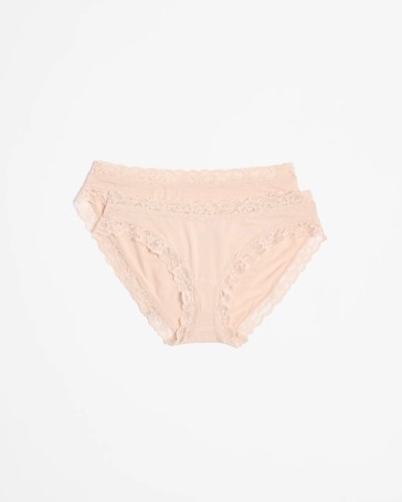 2 Pack Modal and Lace Bikini Briefs