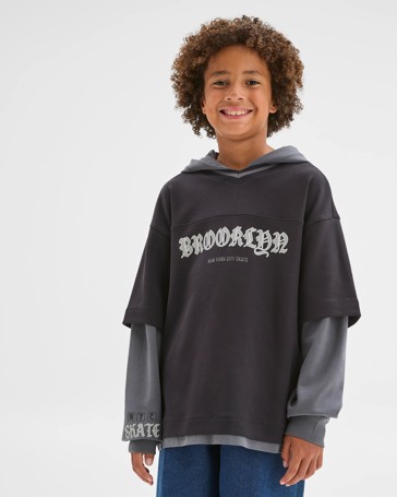 Australian Cotton Blend Long Sleeve Hooded T-Shirt