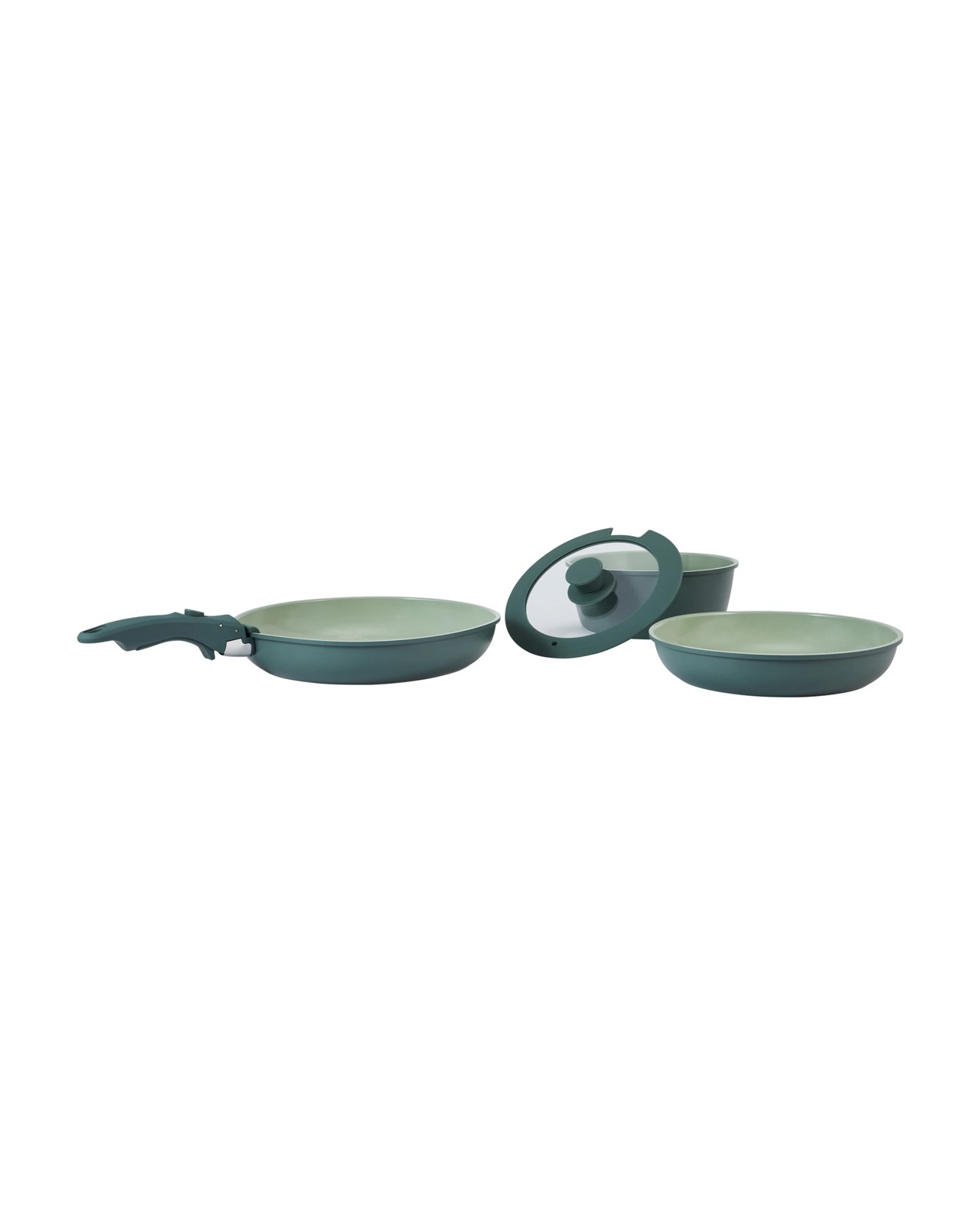 Anko 3 Piece Ceramic Cookware Set with Detachable Handle - Green 2 of 5
