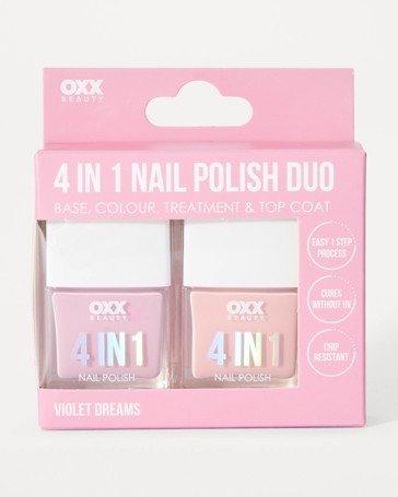 OXX Beauty 4-in-1 Nail Polish Duo - Violet Dreams