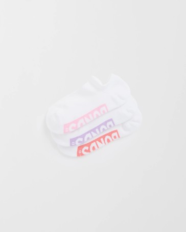 Women's Cotton Blend Logo Cushioned No Show Socks 3 Pack - Bonds