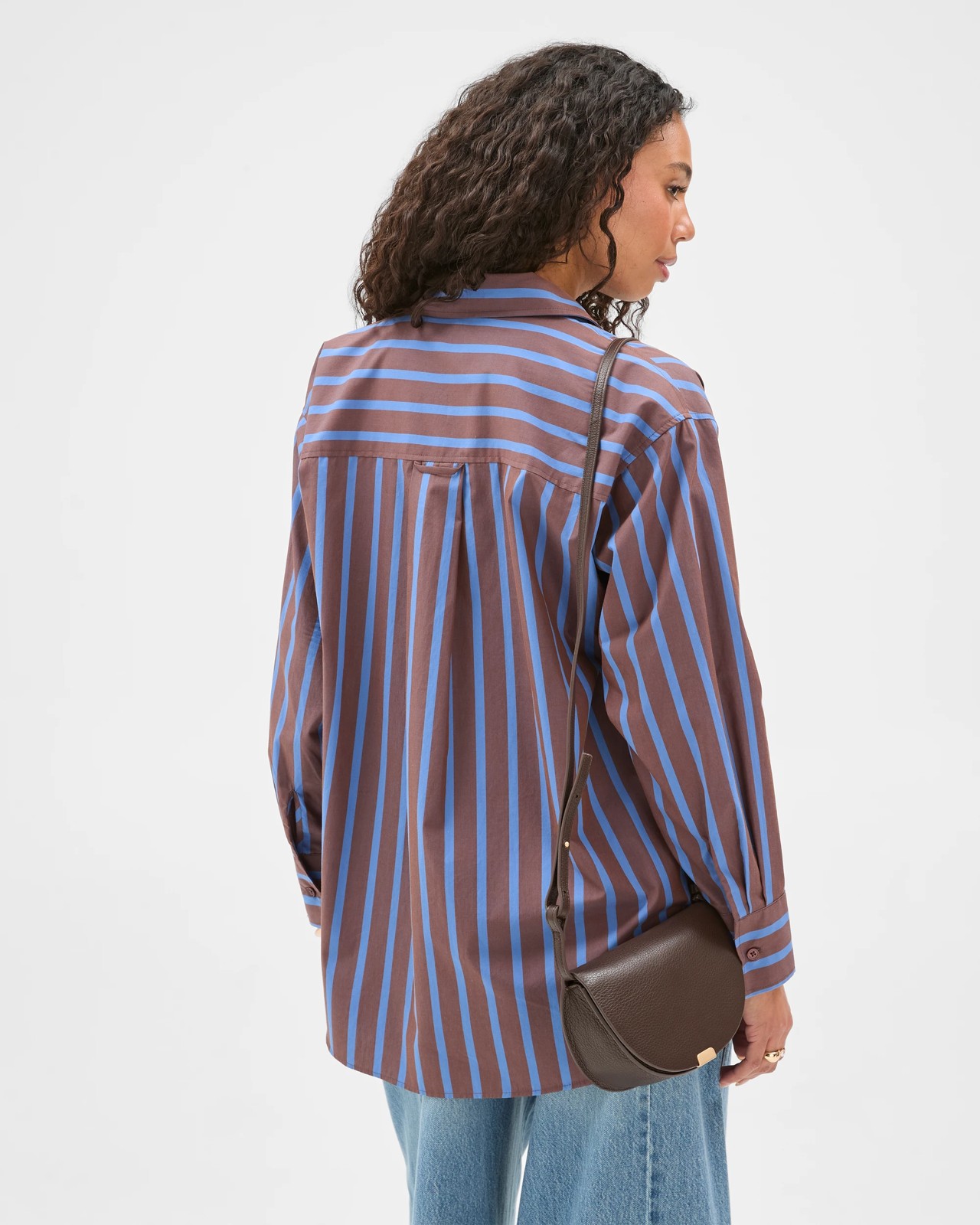 Australian Cotton Spliced Stripe Shirt - Warm Brown Stripe 6 of 6